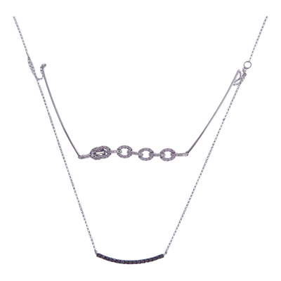 Double Strand Choker Pave Diamond Necklace Pendant