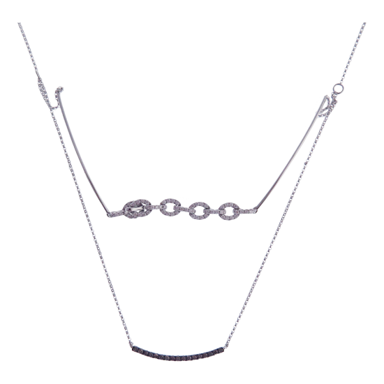 Double Strand Choker Pave Diamond Necklace Pendant