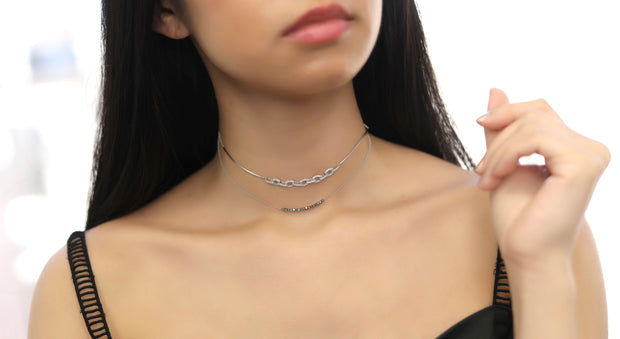 Double Strand Choker Pave Diamond Necklace Pendant