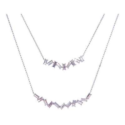 Double Strand Baguette Diamond Necklace Pendant