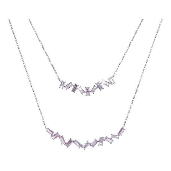 Double Strand Baguette Diamond Necklace Pendant