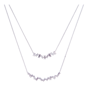 Double Strand Baguette Diamond Necklace Pendant