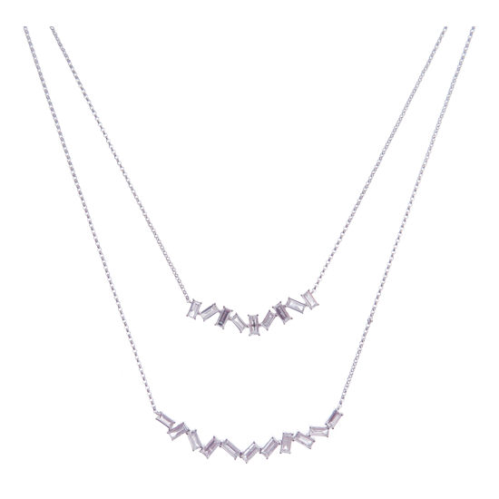 Double Strand Baguette Diamond Necklace Pendant