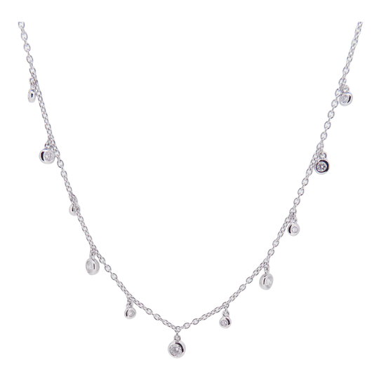 Small Bevel Round Line Diamond Necklace Pendant