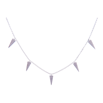 Spikey Pave Spike Line Diamond Necklace Pendant