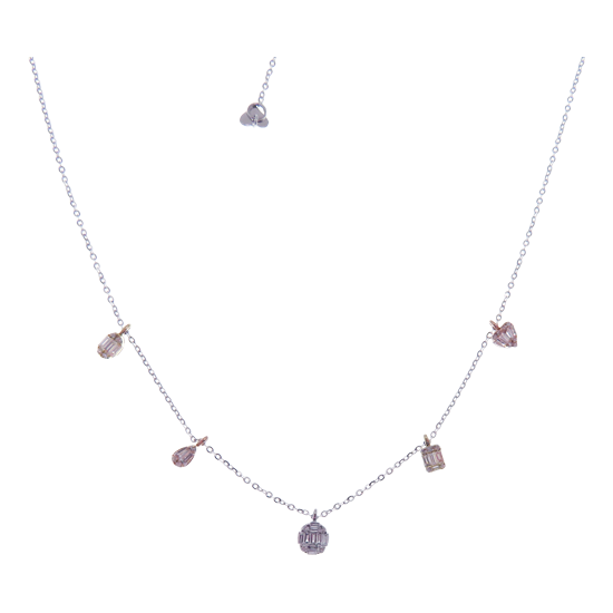 Mixed Shapes Baguette Line Diamond Necklace Pendant