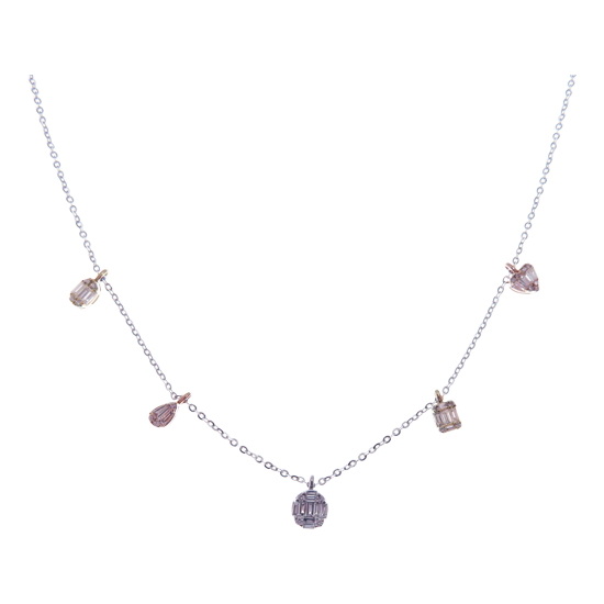 Mixed Shapes Baguette Line Diamond Necklace Pendant