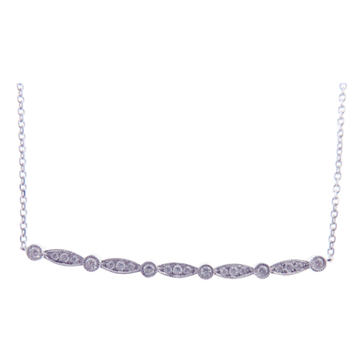 Pave Ball Bar Line Necklace Pendant