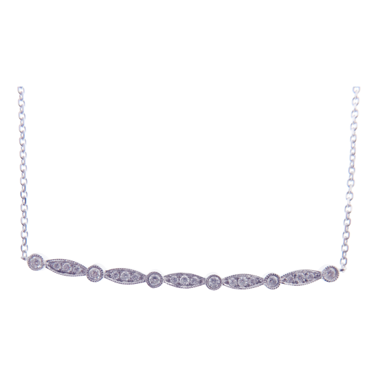 Pave Ball Bar Line Necklace Pendant