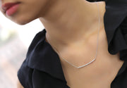 Pave Ball Bar Line Necklace Pendant