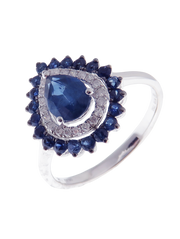 Neptune Drop With Sapphire Round Ring