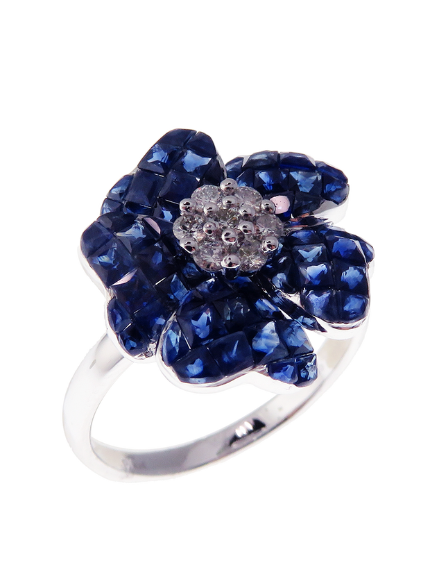 Aries Calm Sapphire Floral-5 Bloom Ring