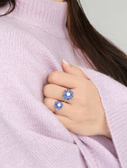 Aries Calm Sapphire Floral-5 Bloom Ring