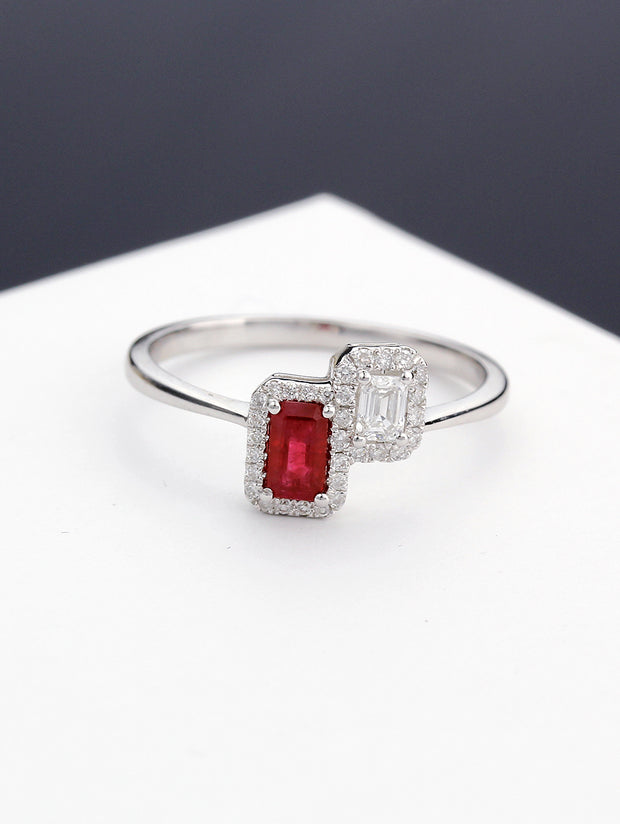 Ruby-1 Twin with Illusional Diamond Ring