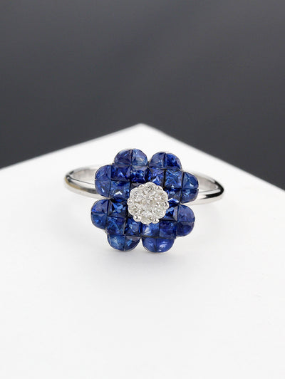 Aries Calm Sapphire-4 Bloom Ring