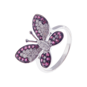 Cute Butterfly Ruby Earring Ring Set