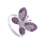 Cute Butterfly Ruby Earring Ring Set