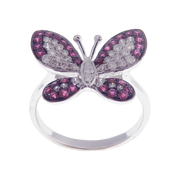 Cute Butterfly Ruby Earring Ring Set