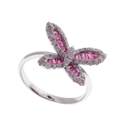 Small Butterfly Ruby Earring Ring Set