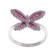 Small Butterfly Ruby Earring Ring Set