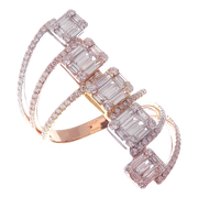 Modern Tricolor Baguette Ring