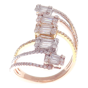 Modern Tricolor Baguette Ring