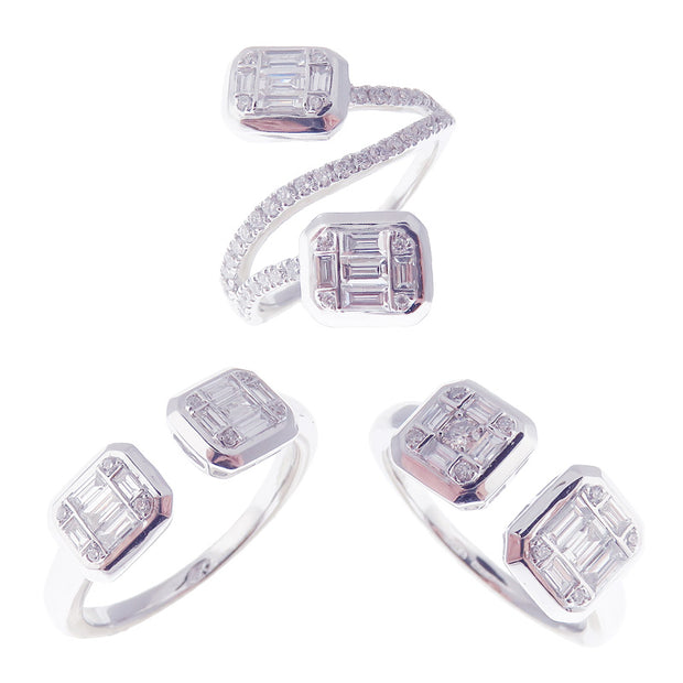 Modern Thick Baguette Open Ring 3-PC Set