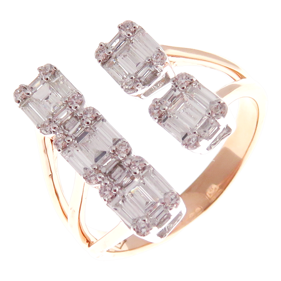 Diamond Baguette Open Ring Set 2-PC