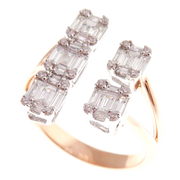 Diamond Baguette Open Ring Set 2-PC