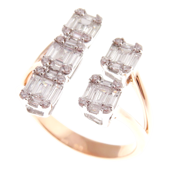 Diamond Baguette Open Ring Set 2-PC