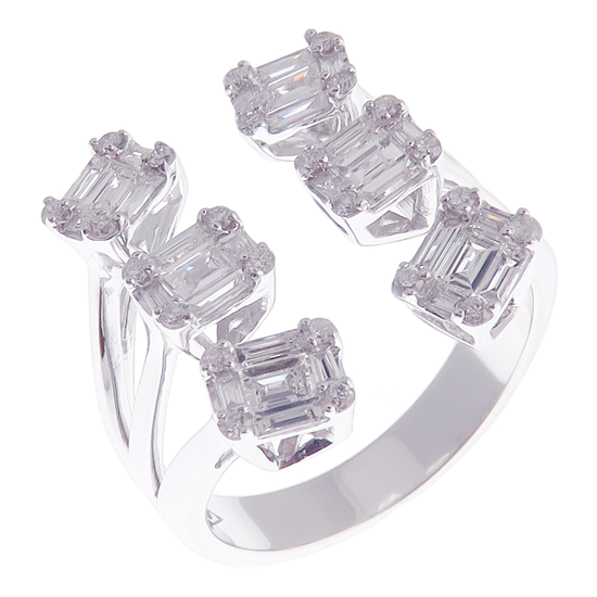 Diamond Baguette Open Ring Set 2-PC