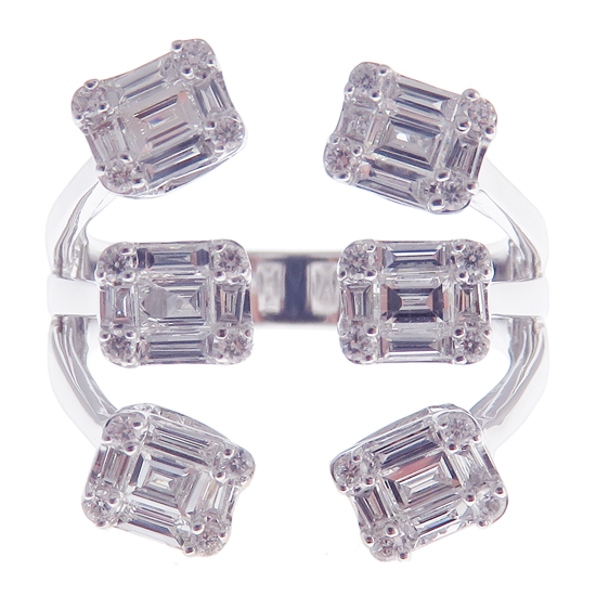 Diamond Baguette Open Ring Set 2-PC