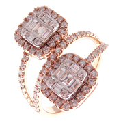 Double Row Modern Baguette Diamond Ring 2-PC Set