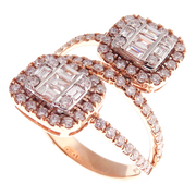 Double Row Modern Baguette Diamond Ring 2-PC Set