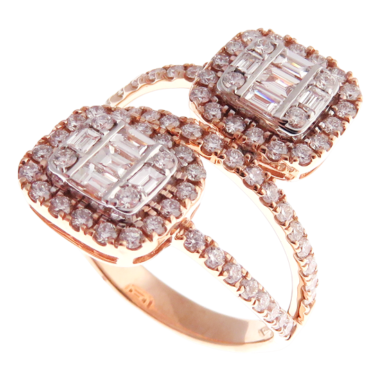 Double Row Modern Baguette Diamond Ring 2-PC Set