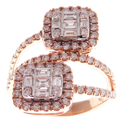 Double Row Modern Baguette Diamond Ring 2-PC Set