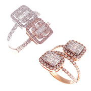 Double Row Modern Baguette Diamond Ring 2-PC Set