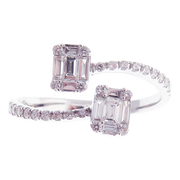 Modern Diamond Baguette Open Ring 3-PC Set