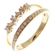 Open Ring Double Band Diamond 3-PC Ring Set