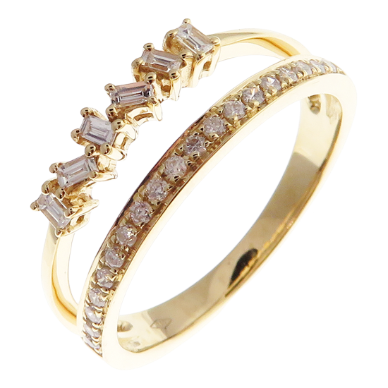 Open Ring Double Band Diamond 3-PC Ring Set