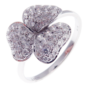 Small Clover Motif Pave Diamond Earring Ring Set