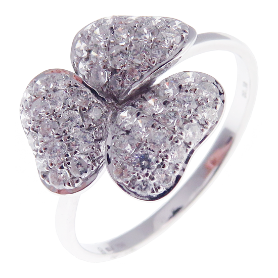 Small Clover Motif Pave Diamond Earring Ring Set