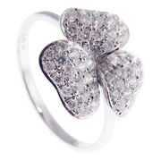 Small Clover Motif Pave Diamond Earring Ring Set