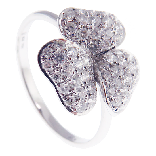 Small Clover Motif Pave Diamond Earring Ring Set