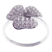 Small Clover Motif Pave Diamond Earring Ring Set