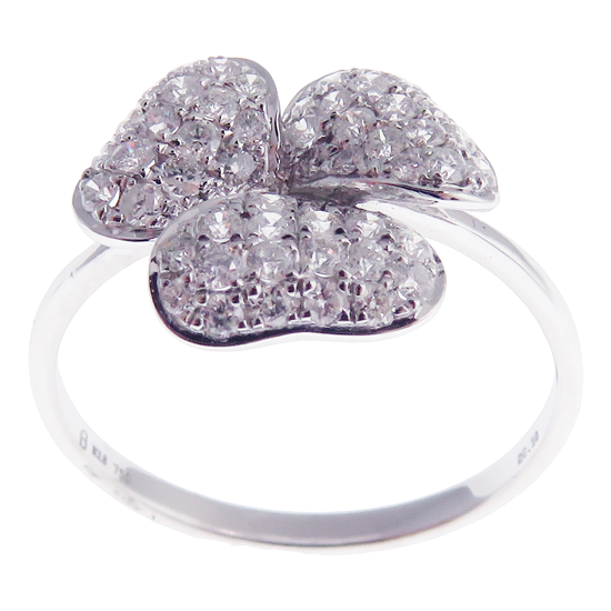 Small Clover Motif Pave Diamond Earring Ring Set