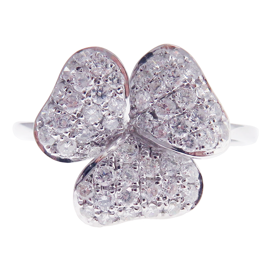 Small Clover Motif Pave Diamond Earring Ring Set