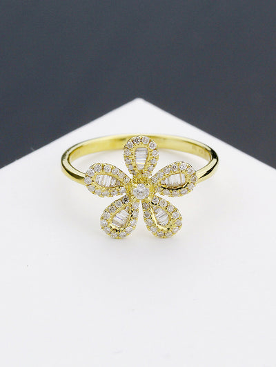 Chloris The Floral-5 Yellow Baguette Ring