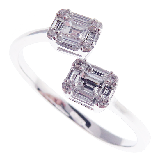 Modern Diamond Baguette Open Ring 3-PC Set