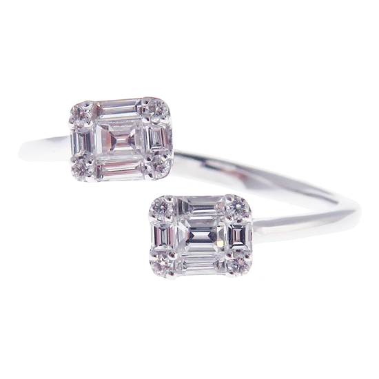 Modern Diamond Baguette Open Ring 3-PC Set